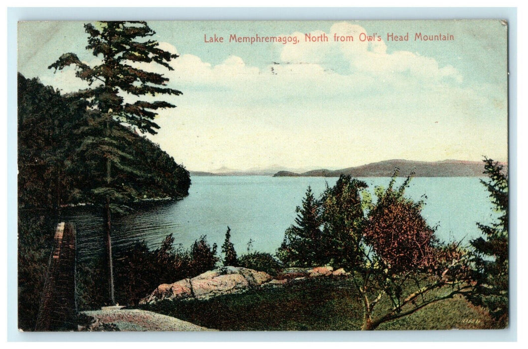 1909 Lake Memphremagog, North of Owls Head Mountain Postcard