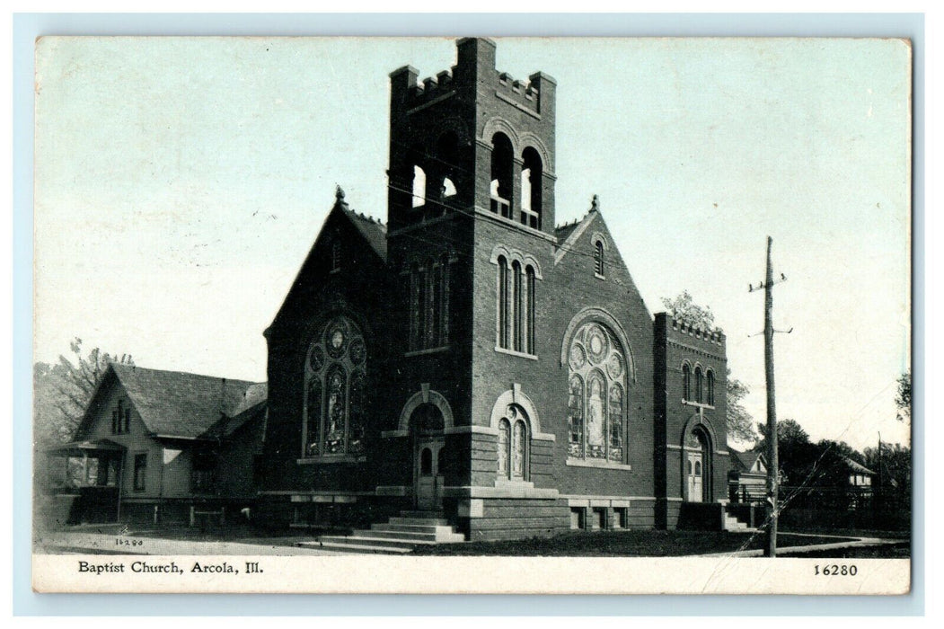 1912 Baptist Church, Arcola, Illinois IL Posted Antique Postcard