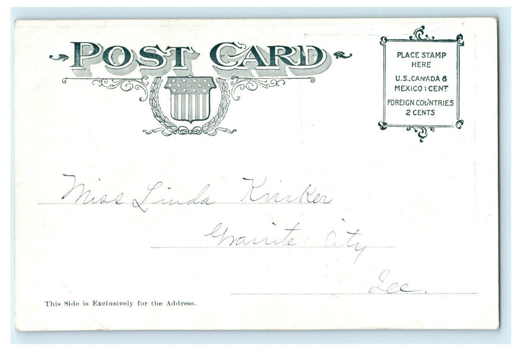 1902 Lincoln Monument, Greetings from Springfield Illinois IL Antique Postcard