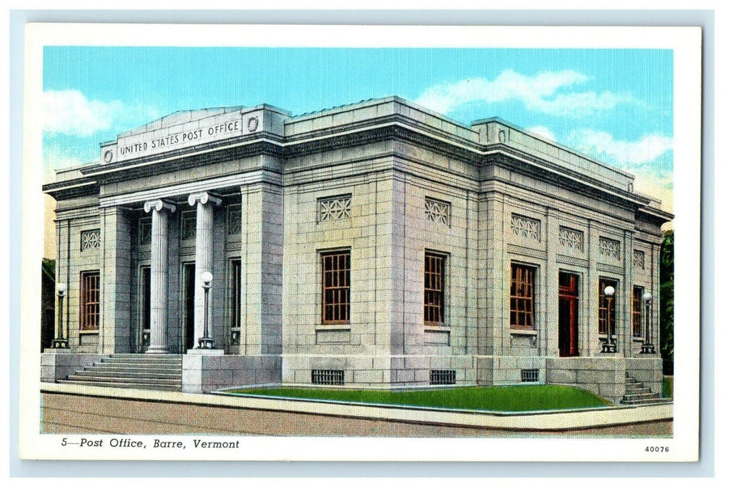 1931 Post Office, Varre, Vermont VT Vintage Unposted Postcard