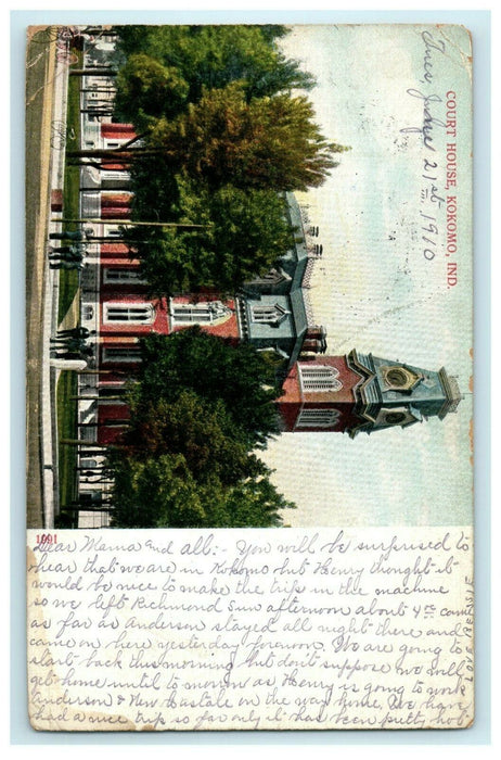 1910 Outdoor View at Court House, Kokomo Indiana IN Antique Postcard
