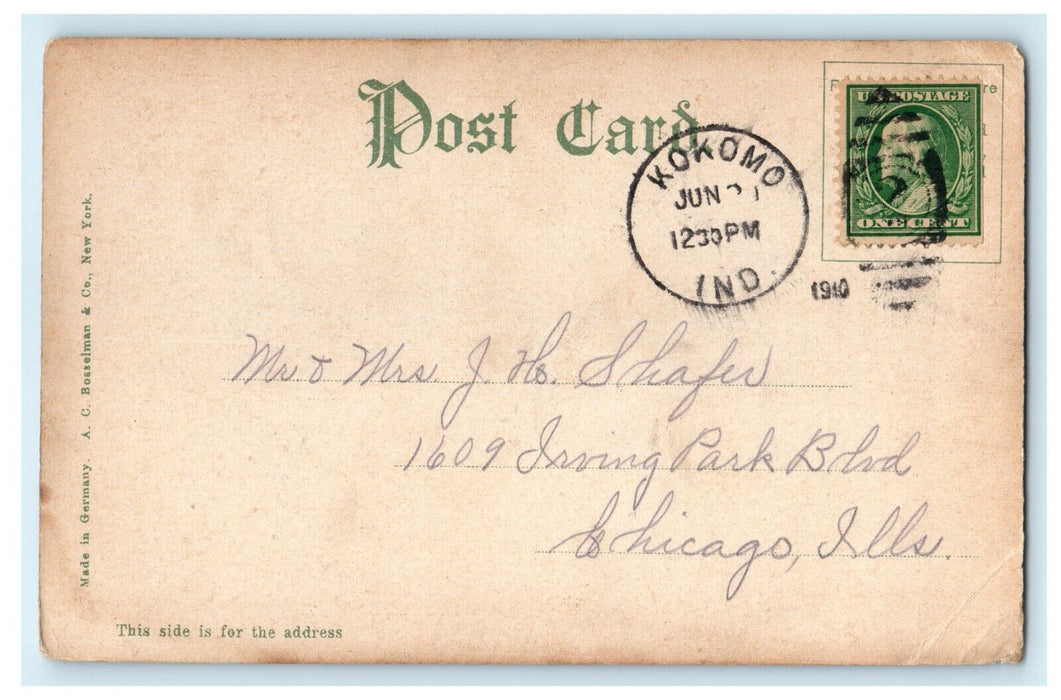 1910 Outdoor View at Court House, Kokomo Indiana IN Antique Postcard