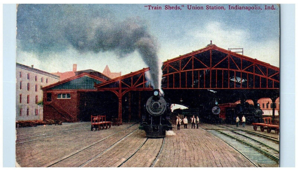 c1910's Train Sheds Union Station Indianapolis Indiana IN Antique Postcard