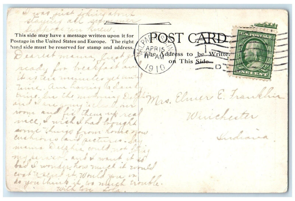 1910 A View Of Sagers Lake Valparaiso Indiana IN Posted Antique Postcard