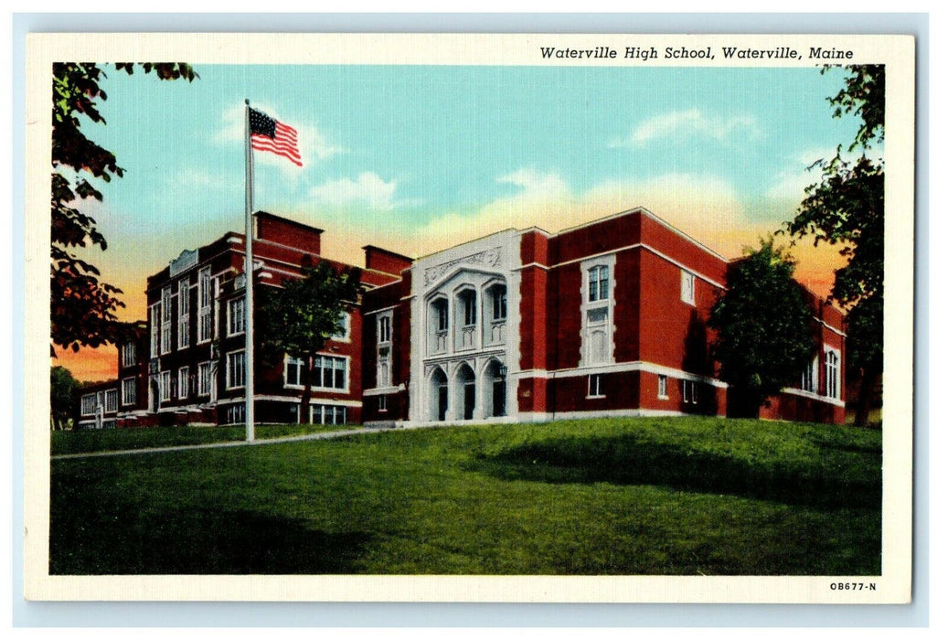 c1930's Waterville School Building, Waterville Maine ME Vintage Postcard