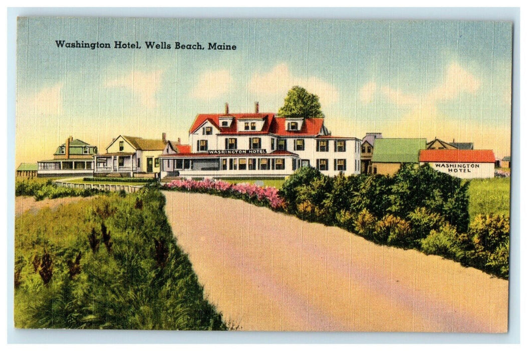 c1940's Washington Hotel Road Wells Beach Maine ME Posted Vintage Postcard