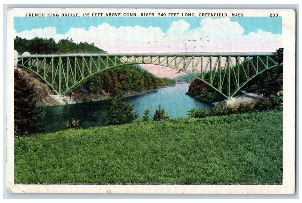 1935 French King Bridge Conn. River Greenfield Massachusetts MA Vintage Postcard