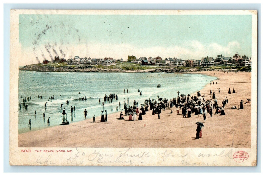 1907 The Beach Bathing Scene At York Maine ME Posted Antique Postcard