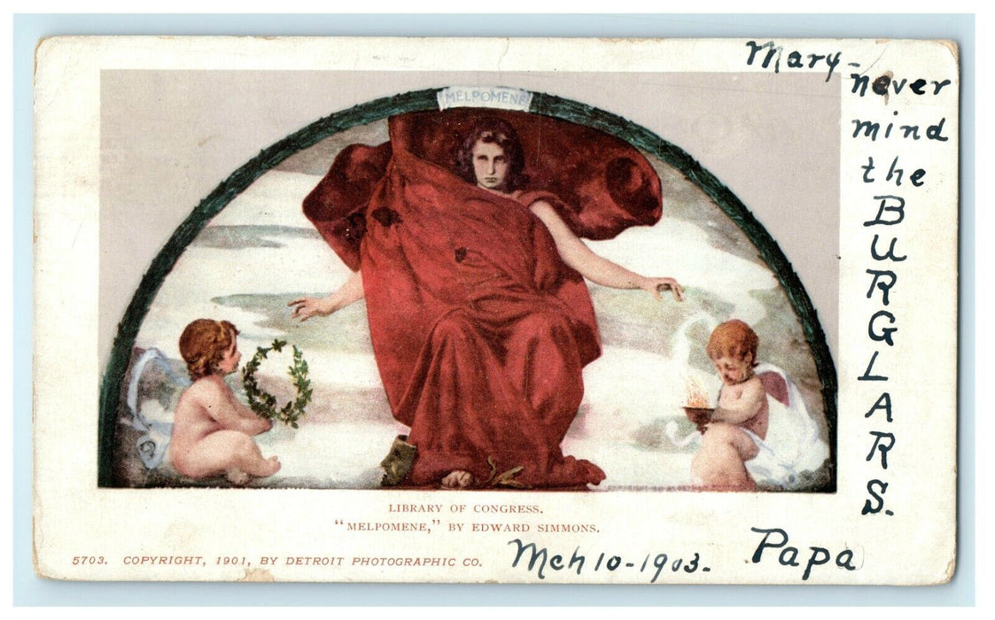 1903 Library of Congress, "Melpomene" Madison Square New York NY Postcard