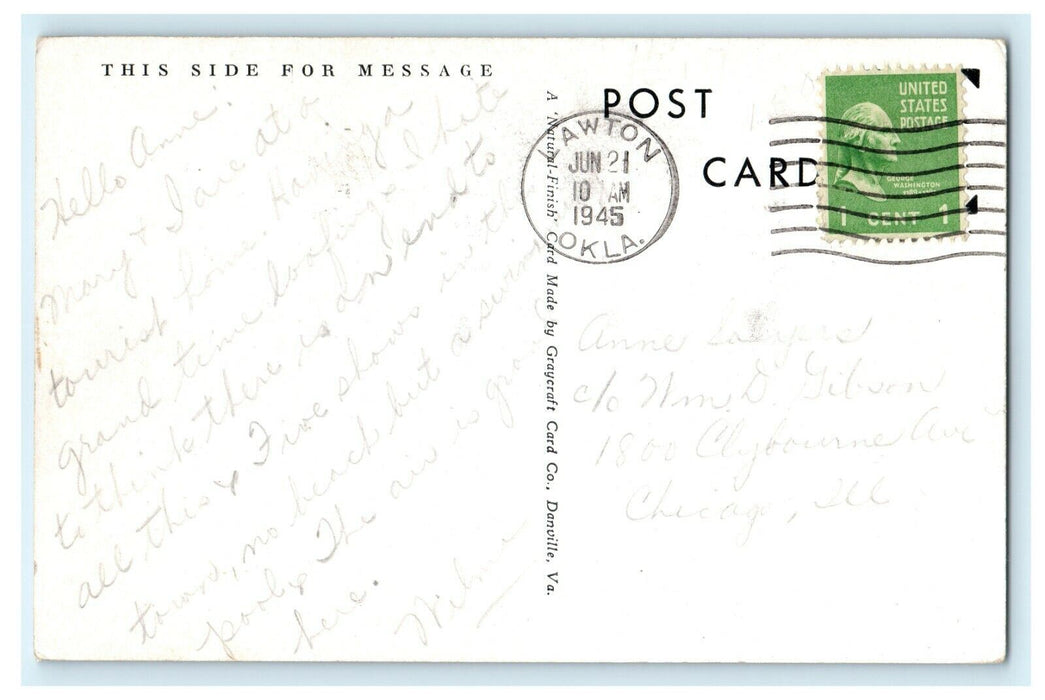 1945 Quanah Parker Dam in Wichita Mountains Near Lawton Oklahoma Postcard