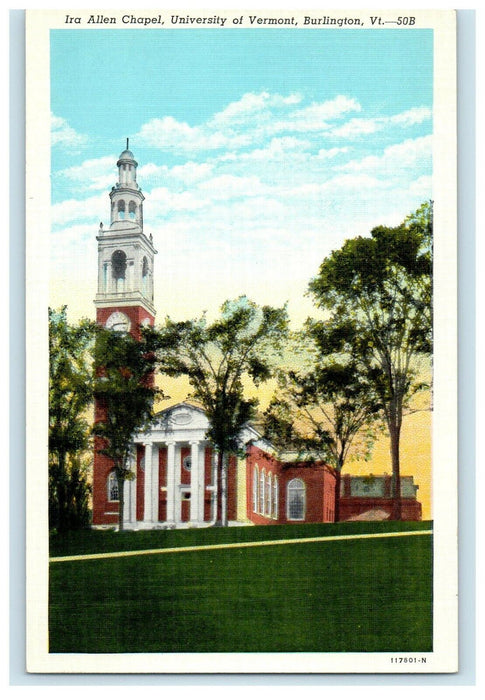 1923 Ira Allen Chapel, University of Vermont Burlington, VT Vintage Postcard