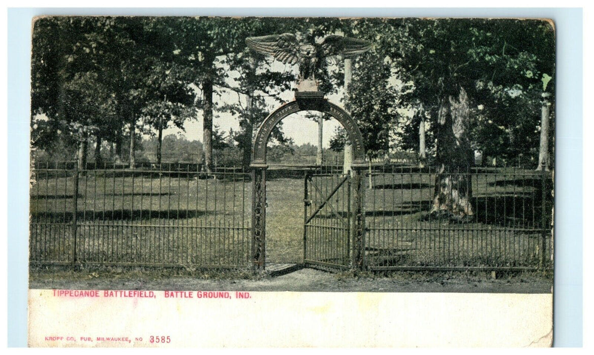 1909 Tippecanoe Battlefield, Battle Ground, Indiana IN Antique Postcard