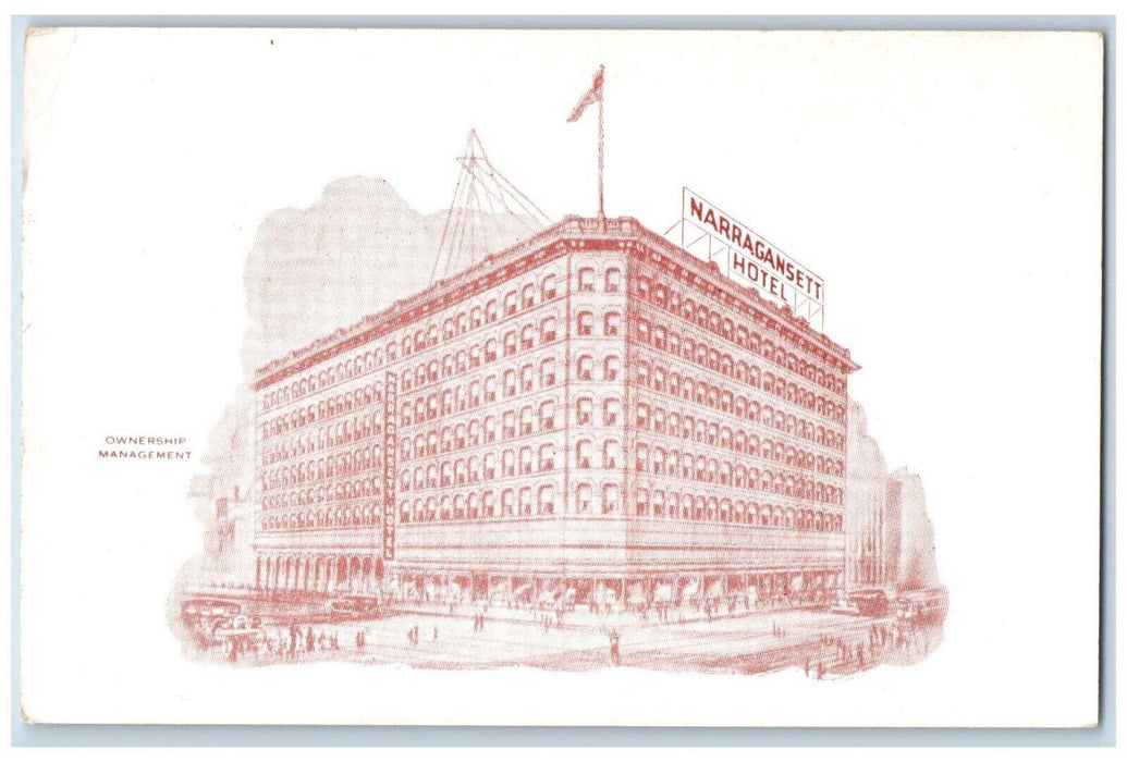 View Of Narragansett Hotel Building Providence Rhode Island RI Vintage Postcard