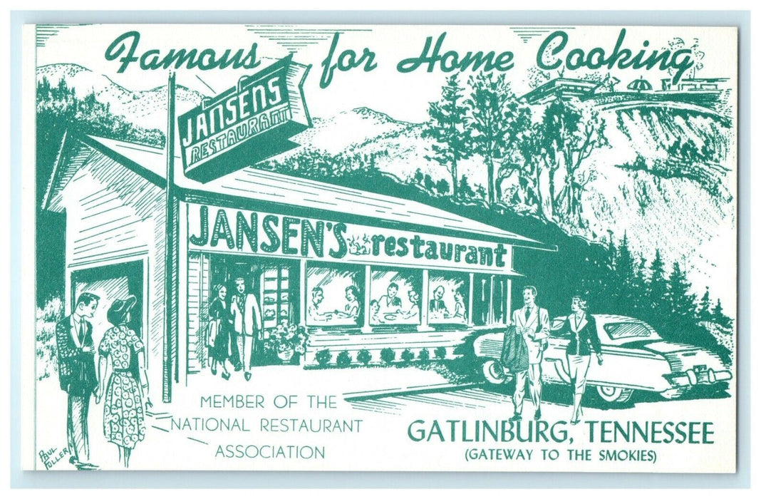 Jansen Restaurant Famous For Home Cooking Gatlinburg Tennessee TN Postcard