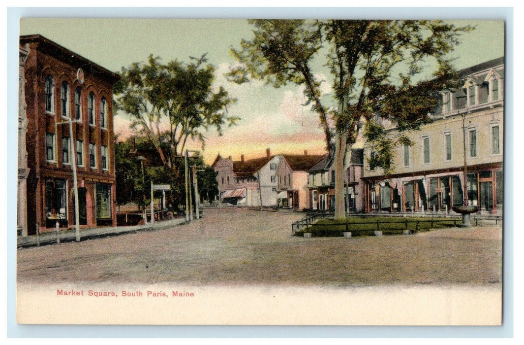 c1905 Street View Of Market Square South Paris Maine ME Antique Postcard