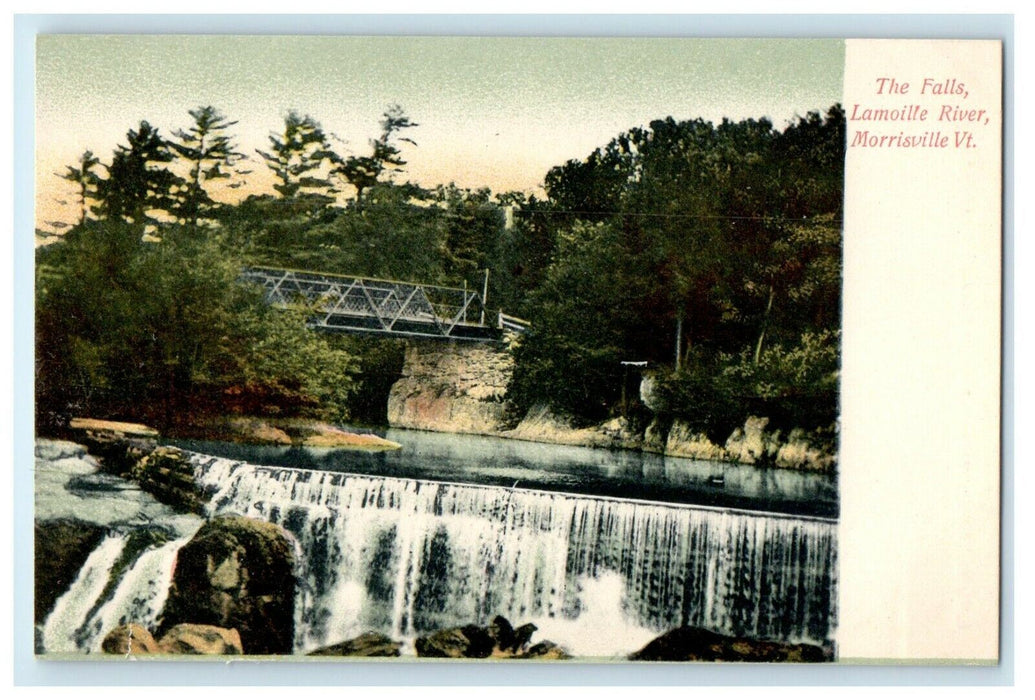 c1905 The Falls Lamoille River Waterfall Morrisville Vermont VT Antique Postcard