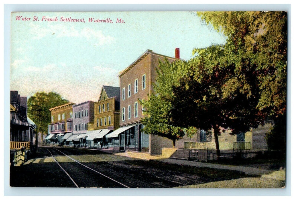 c1910 Water Street French Settlement Waterville Maine ME Antique Postcard