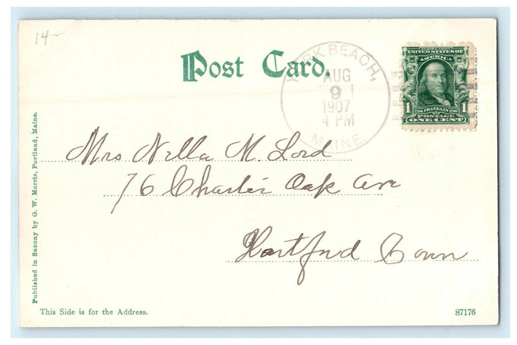 1907 The York Beach, Young's Hotel Scene View York Maine ME Antique Postcard