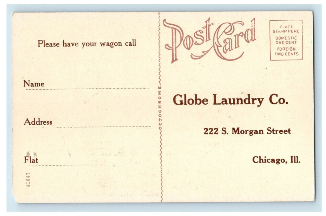 1914 Globe Laundry Co Morgan Street Chicago Illinois IL Postcard