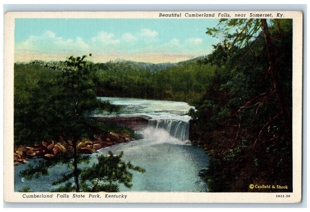 c1930's Beautiful Cumberland Falls Near Somerset Kentucky KY, Waterfall Postcard