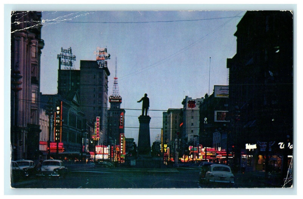 c1958 Main Street At Night Salt Lake City Utah UT Vintage Postcard