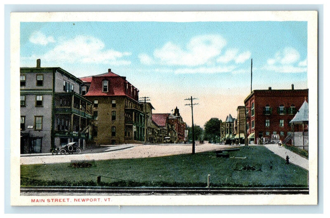 1918 Main Street Scene, Newport, Vermont VT Antique Posted Postcard