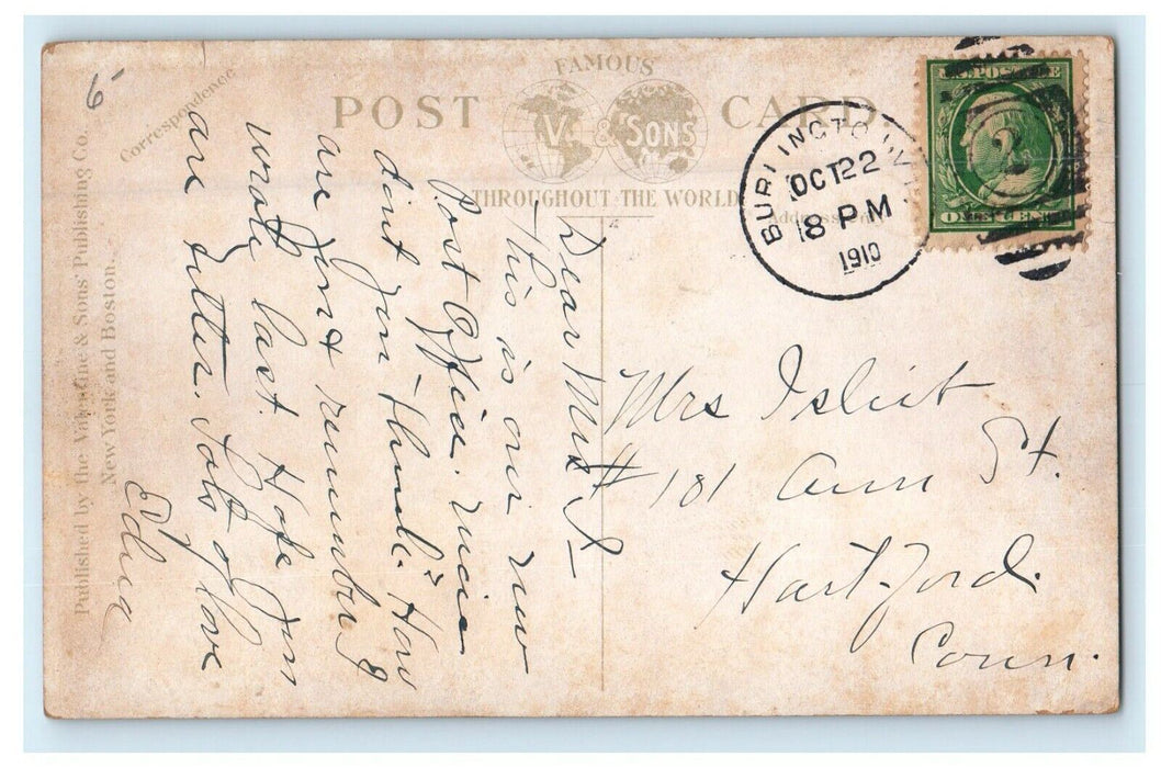 1910 Post Office and Custom House, Burlington Vermont VT Postcard