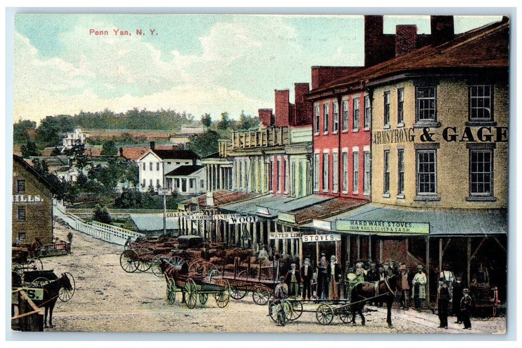 c1910's Horse And Wagon Hardware Stoves Penn Yan New York NY Antique Postcard