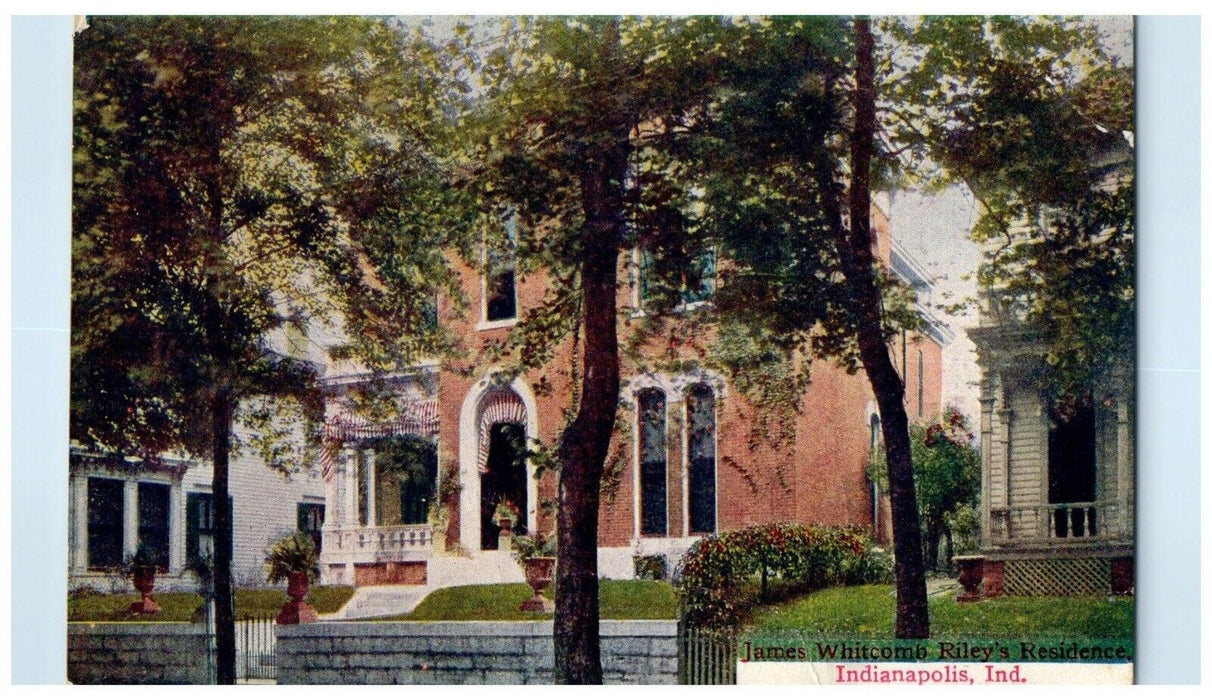 1909 James Whitcomb Riley's Residence Indianapolis Indiana IN Antique Postcard