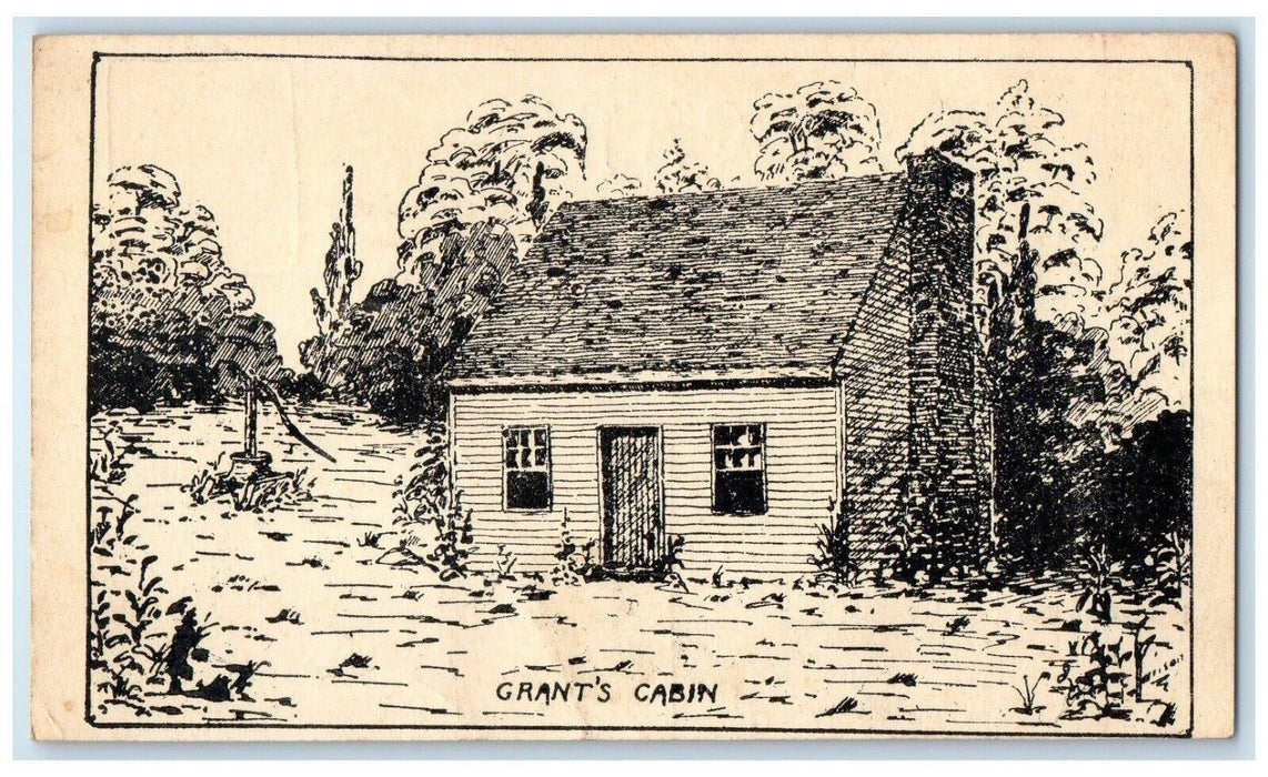 A View Of Grant's Cabin Sketch Point Pleasant Ohio OH Antique Postcard