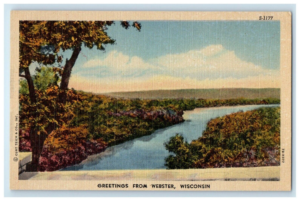 c1930's Greetings From Webster Wisconsin WI, Lave View Vintage Postcard