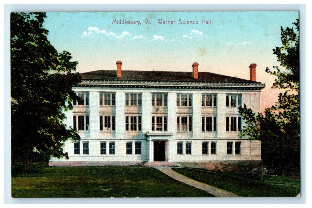 c1910 Warner Science Hall Building Middlebury Vermont VT Antique Postcard