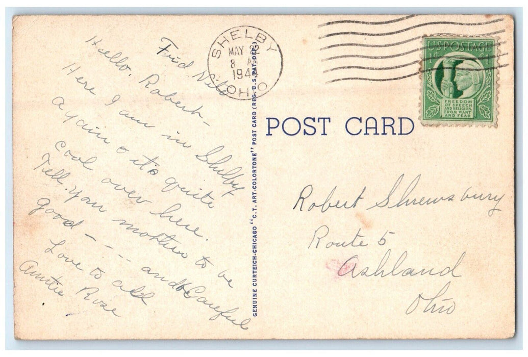 1944 Greetingds From Shelby Ohio OH, Large Letters Posted Vintage Postcard