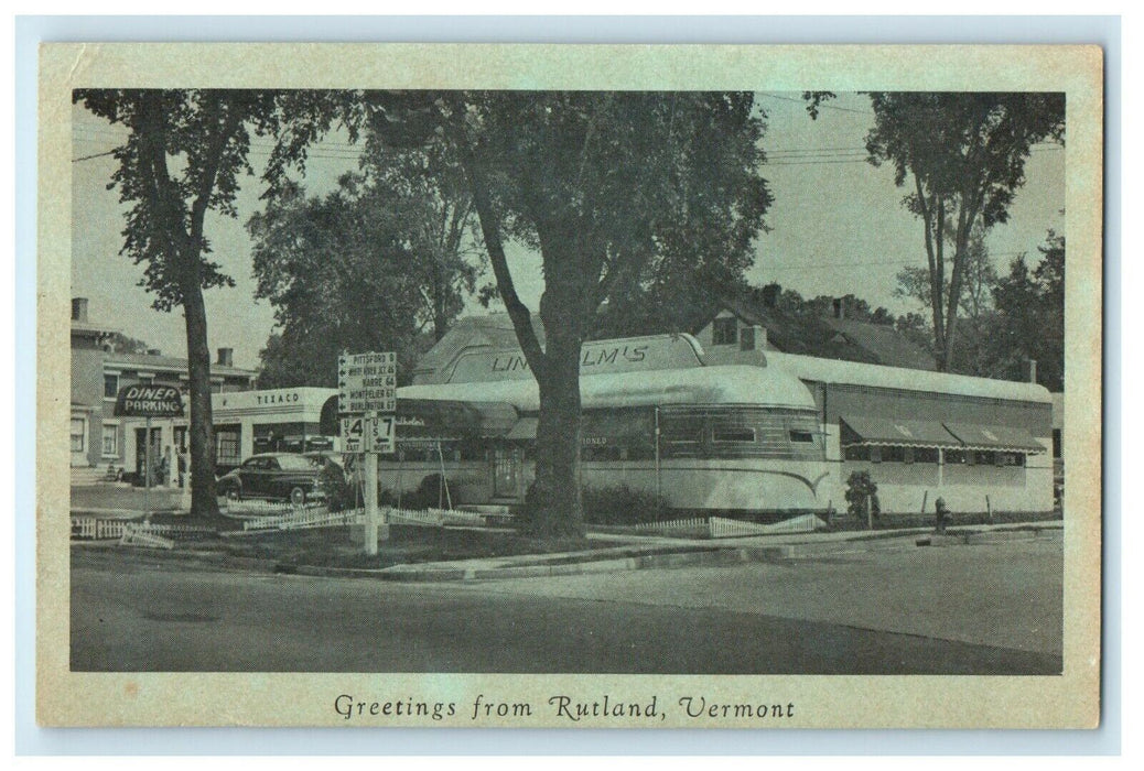 1939 Lindholm's Diner, Greetings from Rutland Vermont VT Vintage Postcard