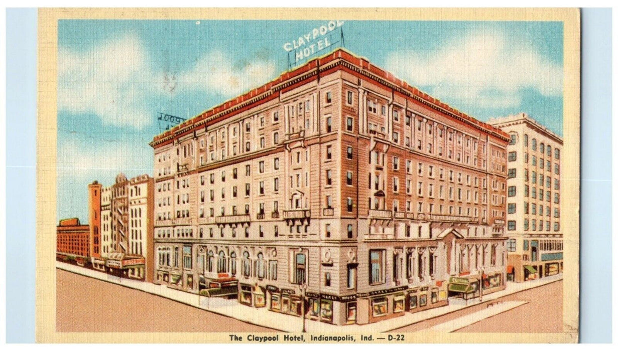 1946 The Claypool Hotel Street View Indianapolis Indiana IN Vintage Postcard
