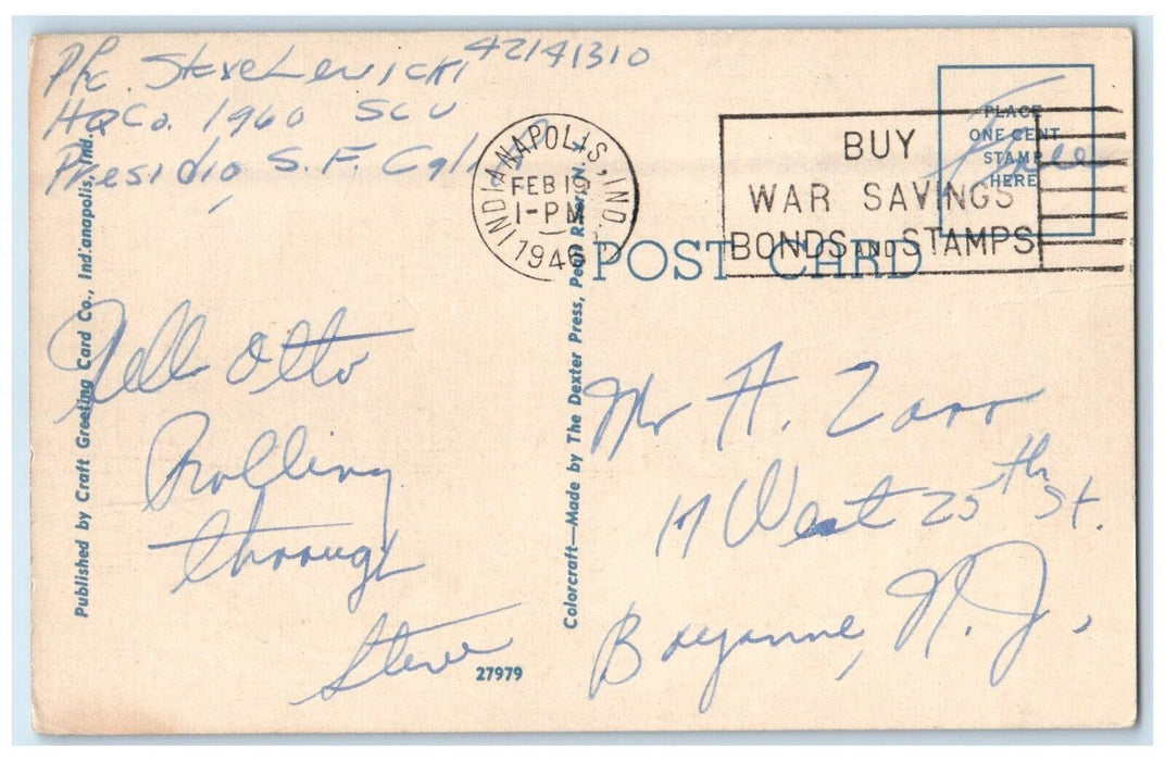 1946 The Claypool Hotel Street View Indianapolis Indiana IN Vintage Postcard