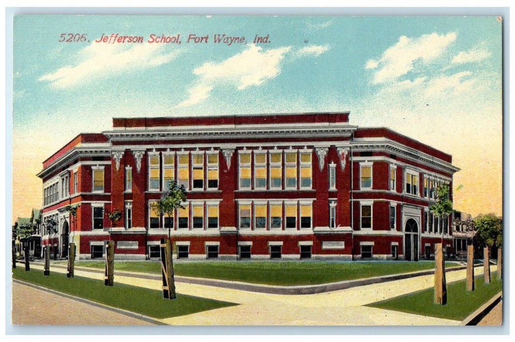 c1910's Jefferson School Building Fort Wayne Indiana IN Antique Postcard