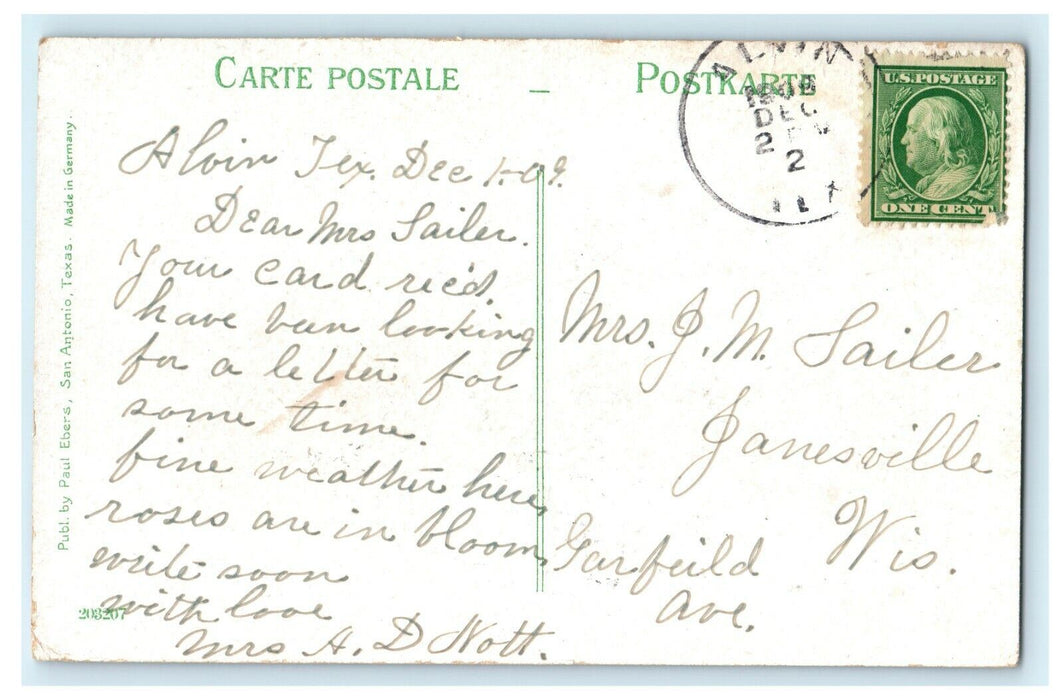 1912 I & G.N. Depot, San Antonio Texas TX Posted Antique Postcard