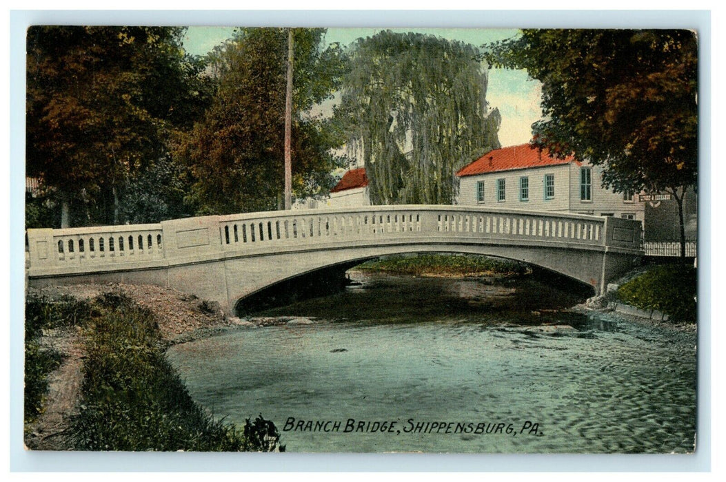 1914 Branch Bridge, Shippensburg, Pennsylvania PA Antique Postcard