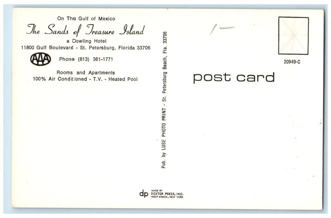The Sands Of Treasure Island Motel Treasure Island St. Petersburg FL Postcard