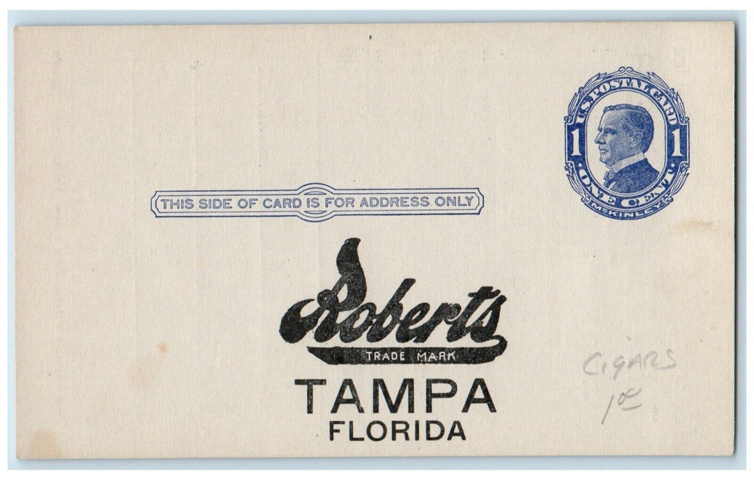 J. W. Roberts & Son Havana Cigar Maker Trial Order Advertising Tampa FL Postcard