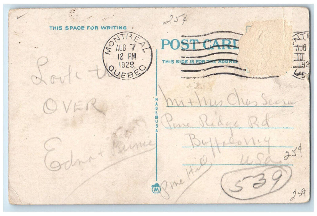 1929 Entrance to Cemetery Mount Royal Montreal Quebec Canada Vintage Postcard