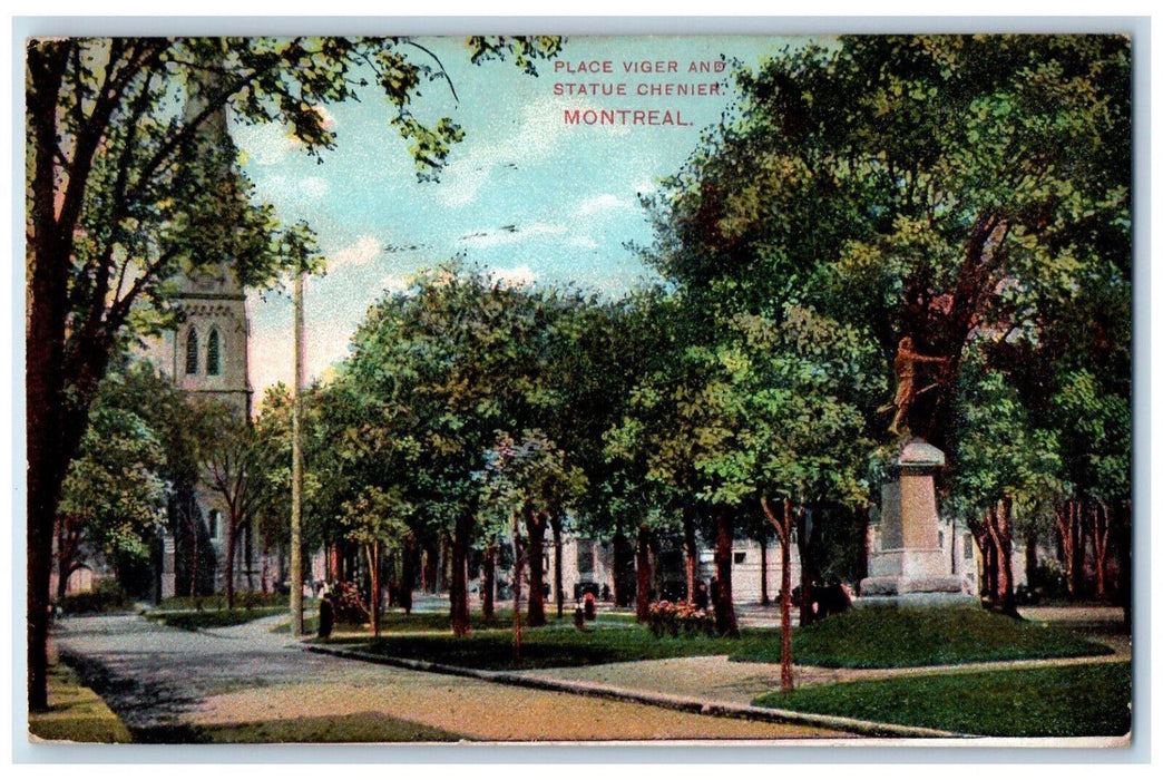 c1910 Place Viger and Statue Chenier Montreal Quebec Canada Antique Postcard