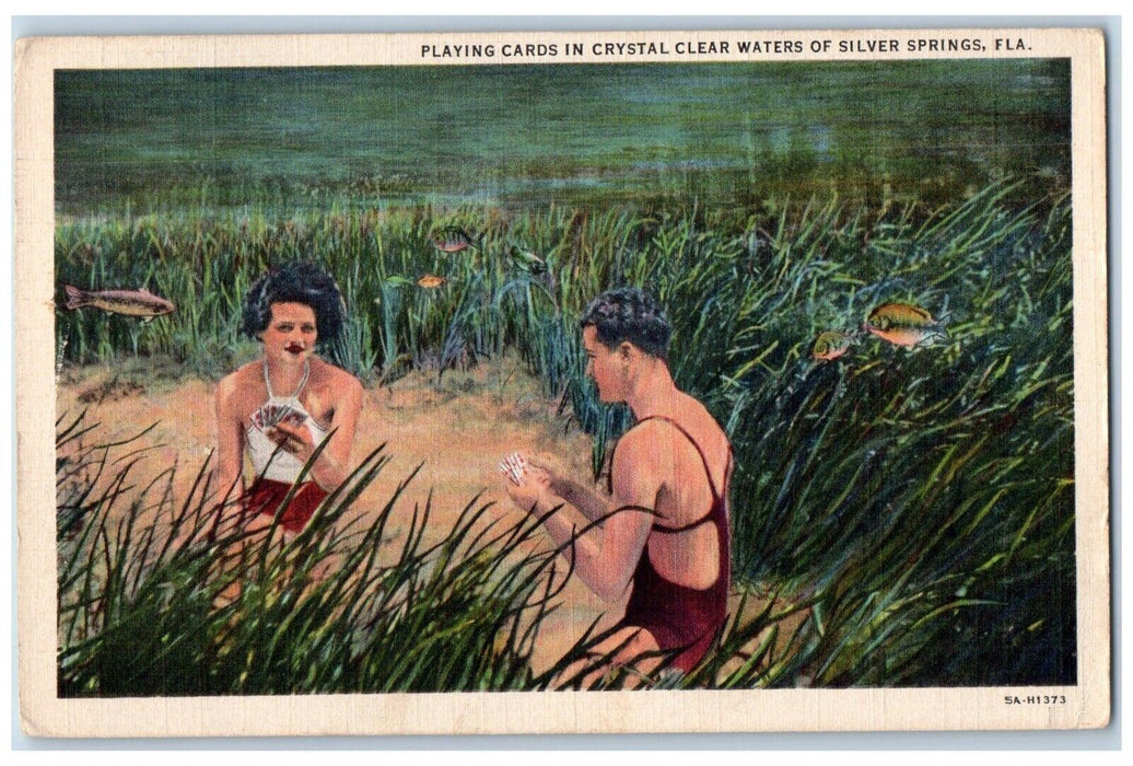 1936 Playing Cards In Crystal Clear Waters Of Silver Springs Florida FL Postcard