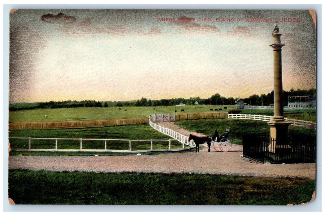 c1910 Where Wolfe Died Plains of Abraham Quebec Canada Antique Postcard