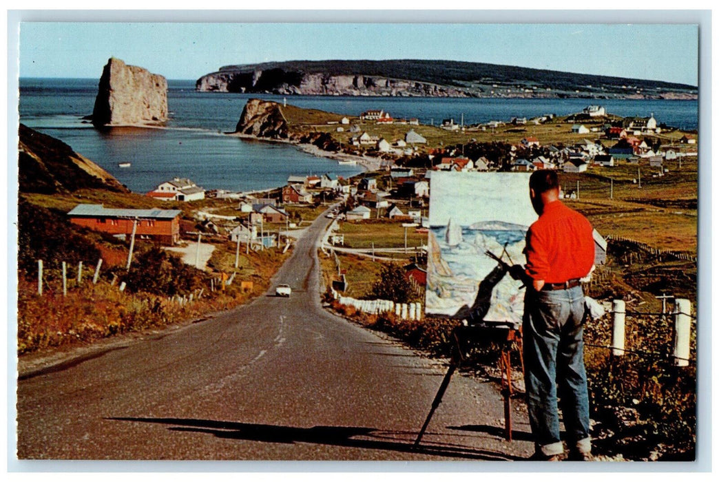 c1960's Painting Perce Attracts Artists Photographers Quebec Canada Postcard