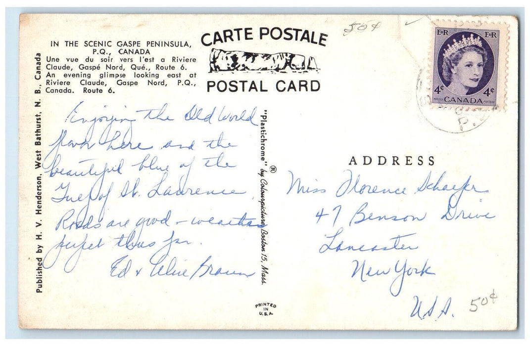 c1960's In The Scenic Gaspe Peninsula PQ Quebec Canada Vintage Postcard