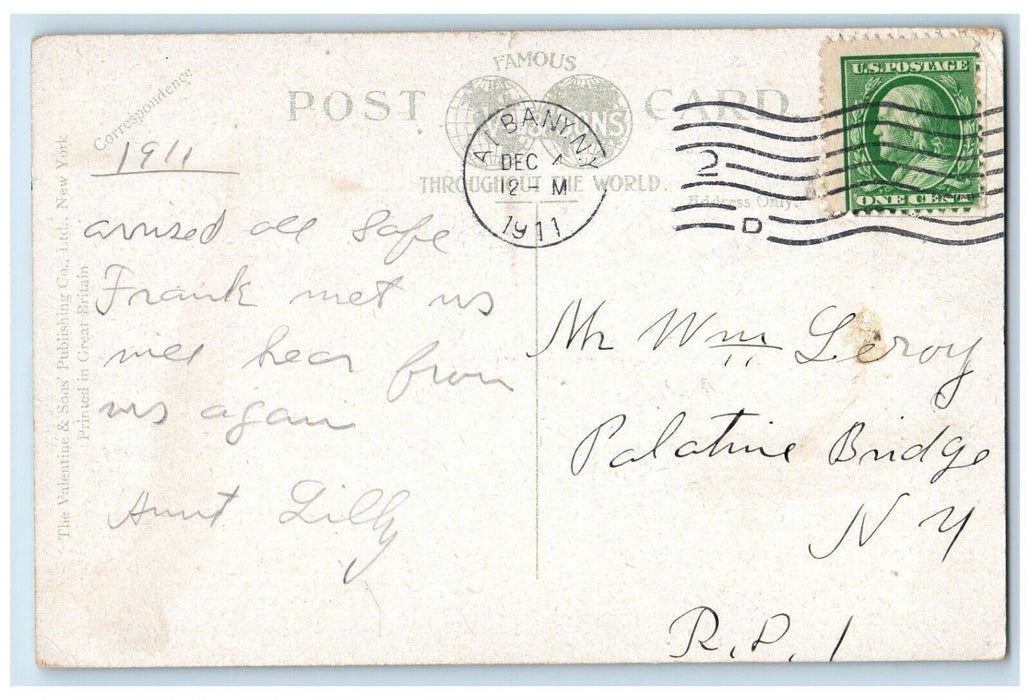 1911 Electric Park Carousal Canoe Boat Bridge Dock Kinderhook New York Postcard