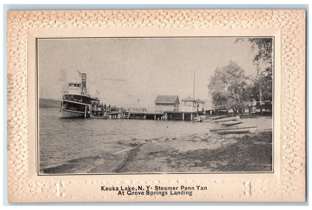 c1910 Steamer Penn Yan Grove Springs Landing Boat Keuka Lake New York Postcard