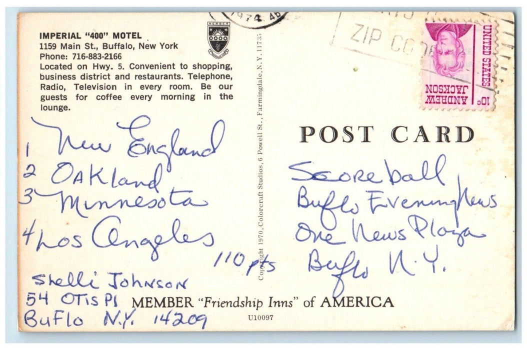 1974 Imperial 400 Motel Store Exterior Main Street Buffalo New York NY Postcard